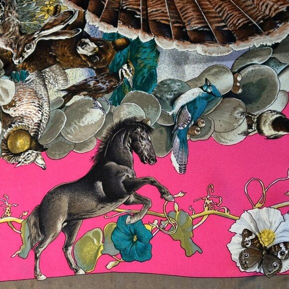 Vintage Hermes Faune Et Flore Du Texas Wildlife Silk Scarf by Kermit Oliver 90c - Picture 7 of 16